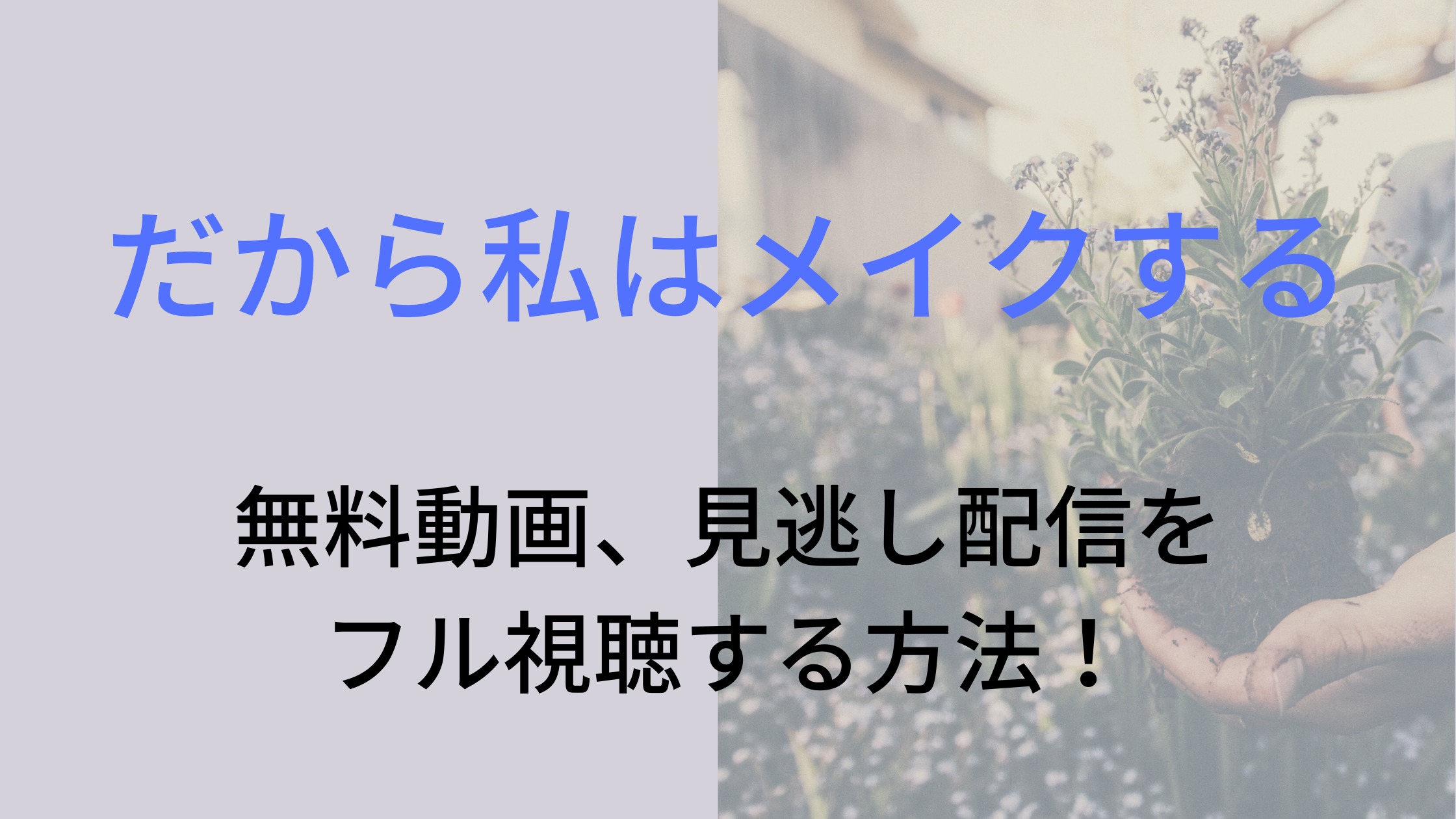 だから私はメイクする【公式見逃し配信動画】無料視聴方法！口コミ感想まとめ！｜動画・見逃し・再放送 動画LIFE